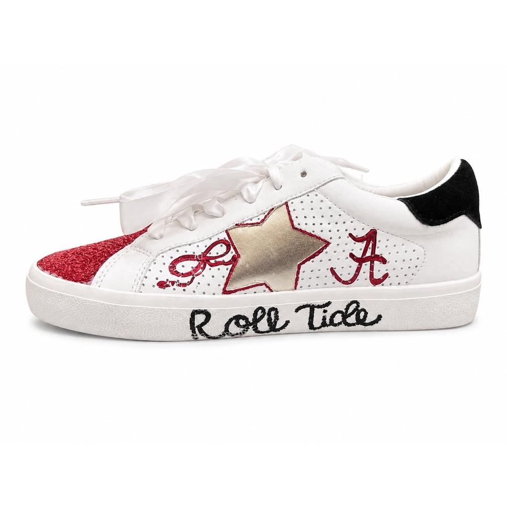 Vintage Havana Alabama Roll Tide Glitter Star Sneakers White Red Womens Size 7.5